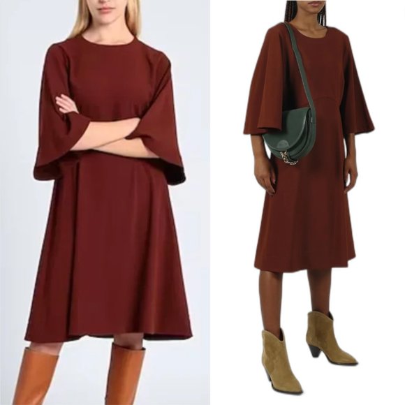 Tuckernuck Dresses & Skirts - Tuckernuck SEE BY CHLOÉ Flared Long-Sleeves Midi Dress Hot Tan Size US 6